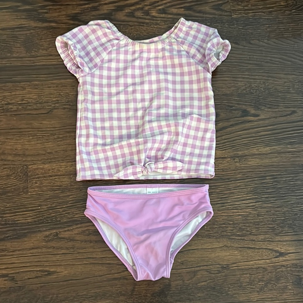 Carter's Purple & White Gingham Swimsuit, size 3T